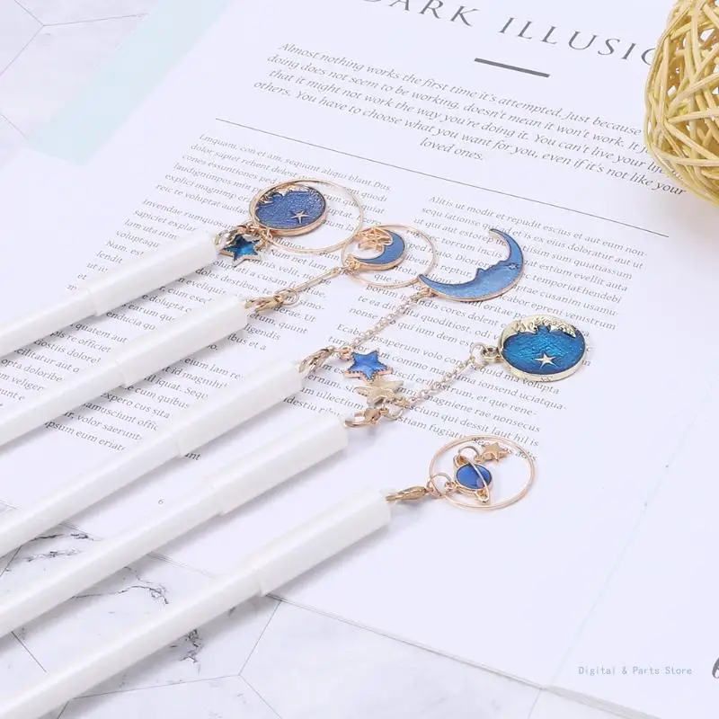 

M17F Blue Starry for Sky Star Moon Pendant Gel Pen School Office Stationery Su