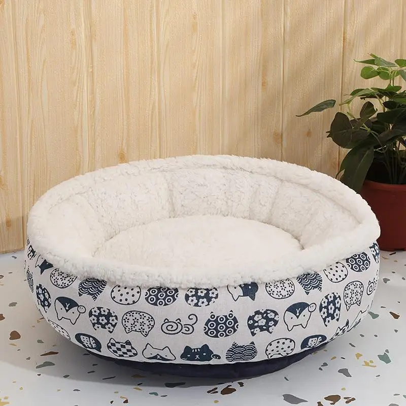 

Round Cat House Cat Bed Dog Mat Warm Sleep Cat Litter Pad Dog Puppy Sofa Dog Basket Plush Pet Accessories Winter