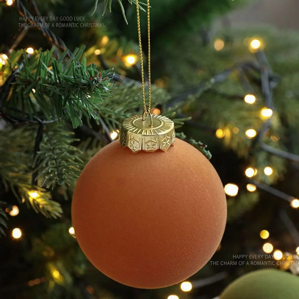 6pcs Set 8CM Size Christmas Ball Decoration Plastic Velvet Balls Flock Colored Window Scene Decorative Balls Party Wedding Gifts