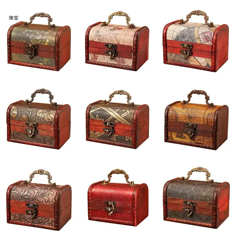 

X5QE Wooden Box Country Decorative Container Retro Storage Box Jewelry