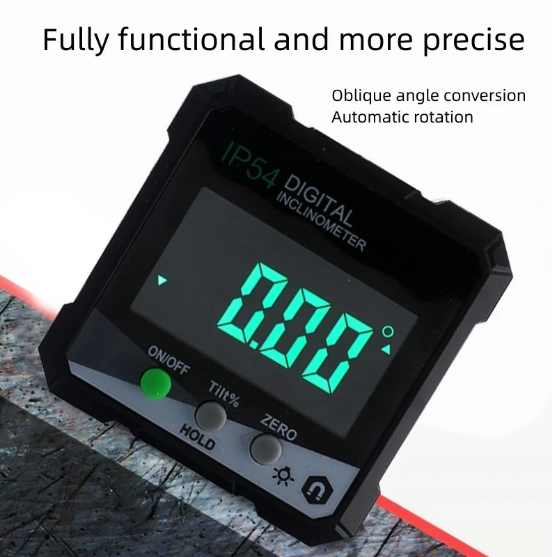 Digital Angle Protractor Inclinometer 4 * 90 Degree IP54 LCD Screen Four Sided Magnetic Display