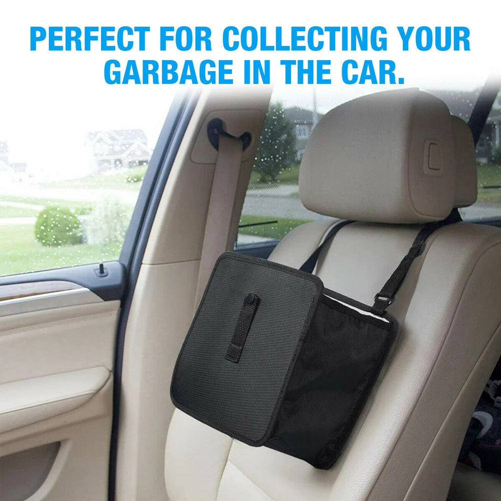 Portable Car Trash Can Waterproof Hanging Garbage Basket Back Seat Storage Box Vehicles Interior Supplies