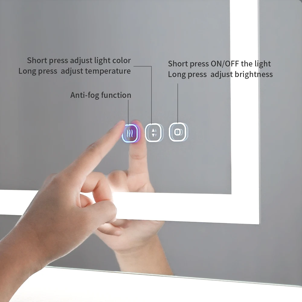 Hot Sale Rectangle Smart Mirror Touch Screen Led Bath Mirror Bathroom For Hotel