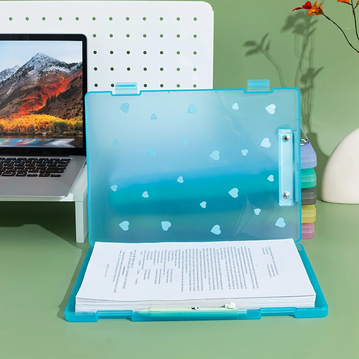 2-in-1 A4 File Box Folder Large Capacity Plastic PP Document Holder with Pen Slot Office Storage Organizer for Papers and Exams storage box,file folder