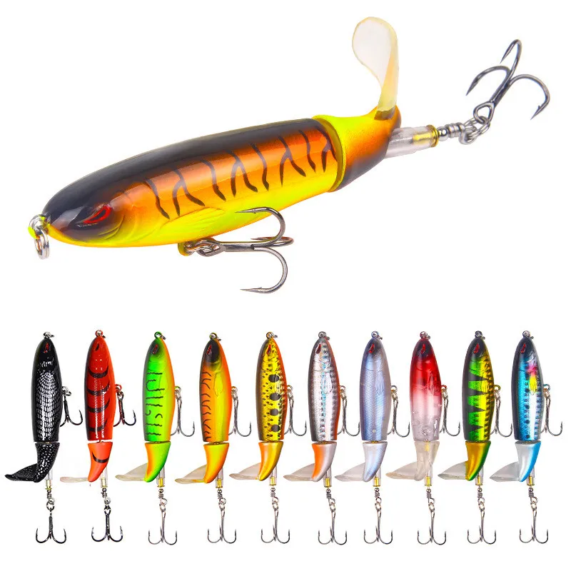 6 PCS Fishing Lure Set Bass with Topwater Floating Rotating Tail
