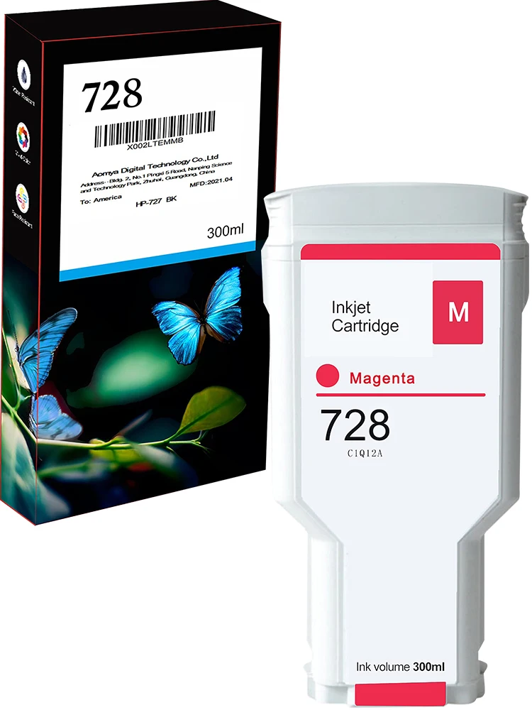 Aomya-terno de Cartucho de Tinta para Impressora Jato de Tinta hp Designjet T730 e T830 Tinta Completa e Chip 300ml Mbk c m y 728xl - Imagem 3