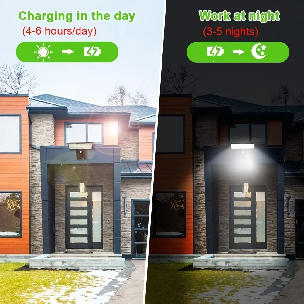 Solar Security Lights Solar Flood Lights Outdoor Waterproof with Motion Sensor 4 Modes 90 LEDs Wall Lights for Porch Yard Garden 5