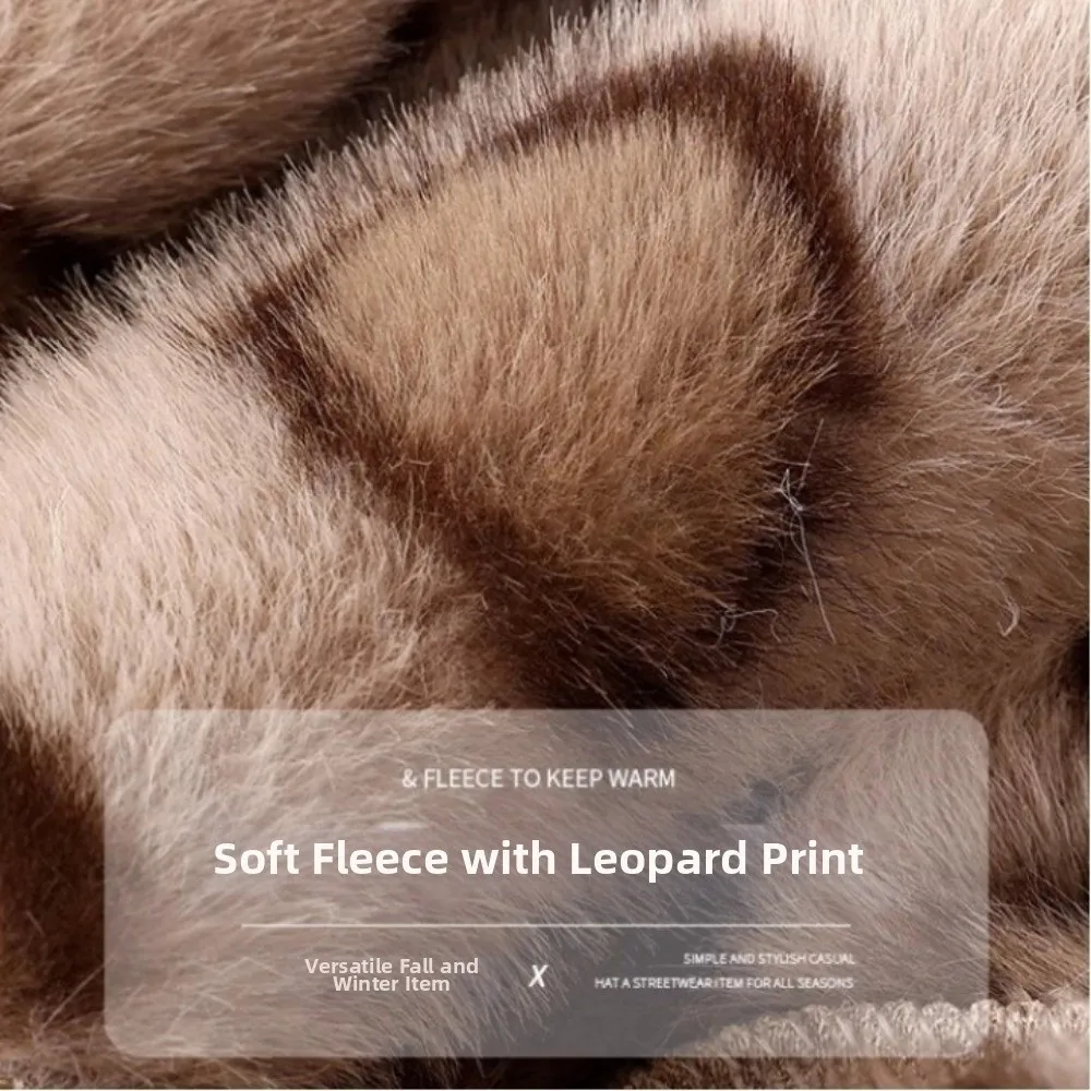 Retro Herbst Winter Fischer Hut Plüsch Warme Becken Hut Leopard Print Katze Ohr Mongolischen Hut Ohr Schutz Hut – Detail 2