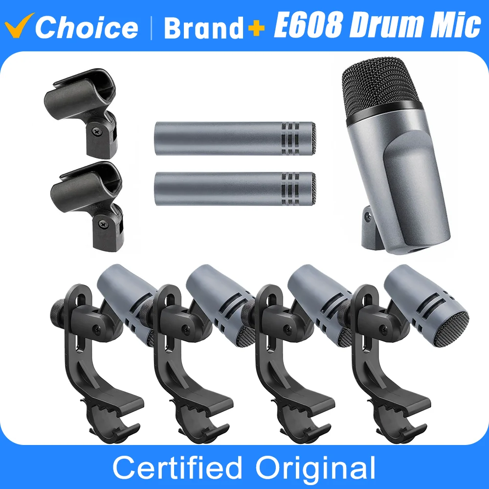 מיקרופון כלי נגינה חוטי E600 ערכת מיקרופון תוף דינמי Kick Bass Tom Snare Cymbals בשימוש לתופים Vocal Band DJ Stage Instruments