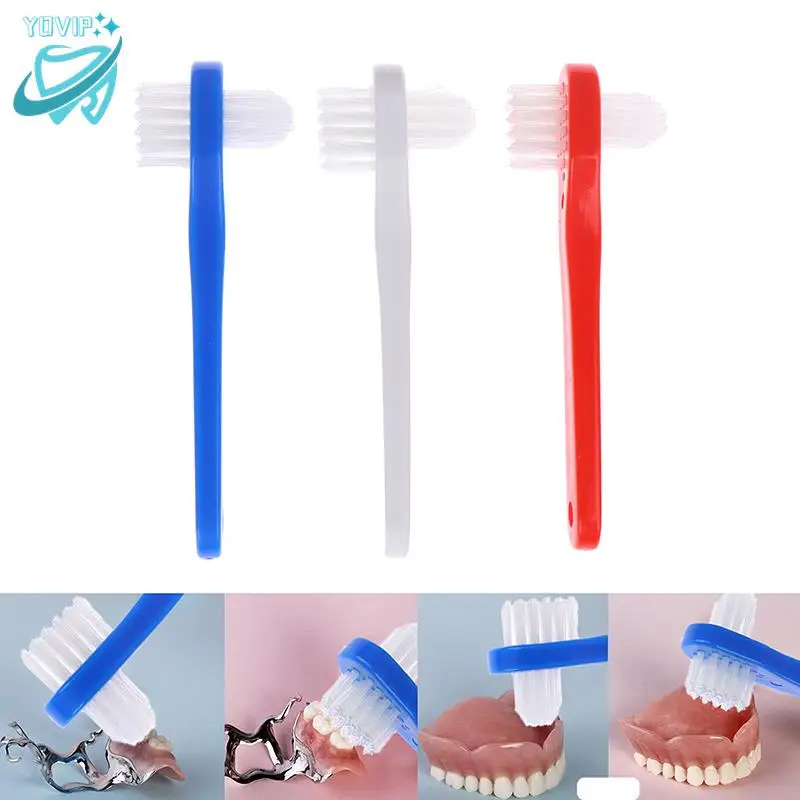 T-shape Denture Dedicated Brush Toothbrush Dual Head False Teeth Brushes Cleaner Adult Student Teeth Whiteing