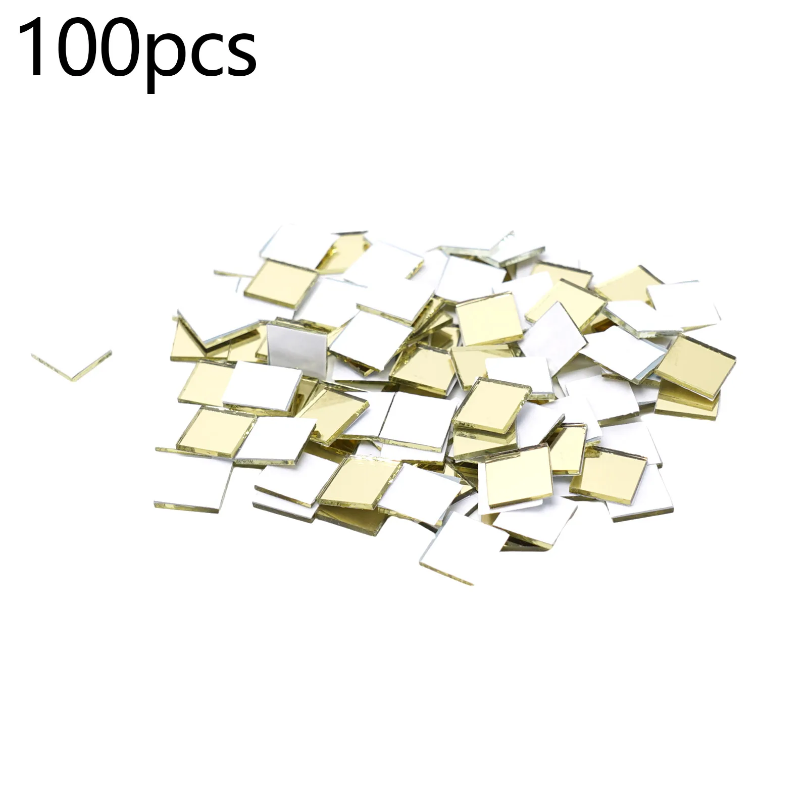 Glass Mosaic Tiles 100PCS Small Square Mirror Wall Stickers DIY Craft Supplies