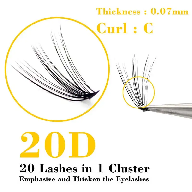 60 Bundles Mink Eyelash Extension Natural 3D Russian Volume Faux Eyelashes Individual 20D Cluster Lashes Makeup Cilia