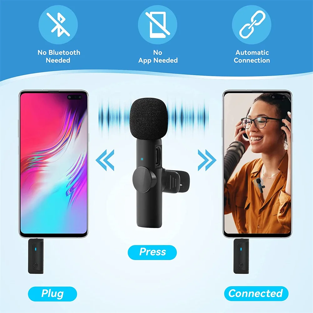 Bluetooth Mini Microphone Wireless Lavalier Noise Reduction