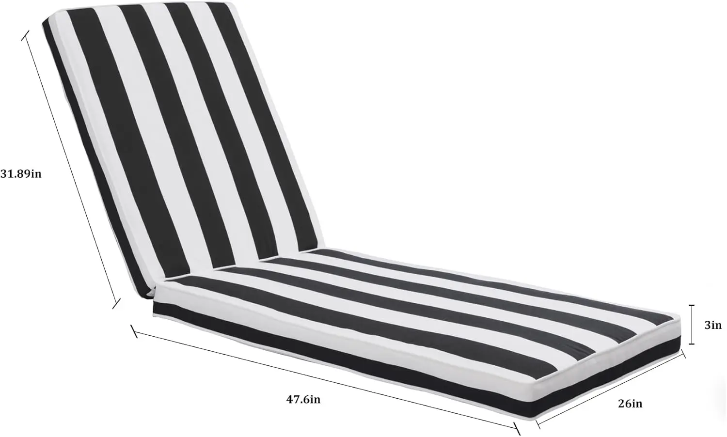 2 Pieces Set 79.5"×26" x 3'' Chaise Lounge Cushions Outdoor Patio Lounge Chair Cushion Replacement Cushions Furniture Seat