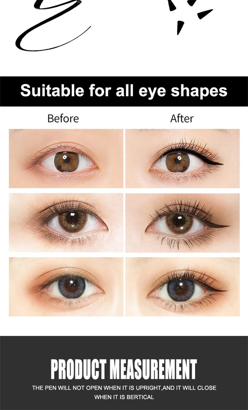 Double Head Quick Drying Liquid Eyeliner Pen Black Triangle Eye Liner Stamp Eyeliner Waterproof Liquid Eye Liner Pencil Cosmetic