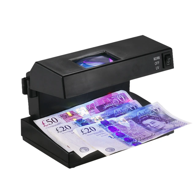 Detector de billetes falsificados de mano, detector de dinero portátil luz  púrpura, mini probador de billetes falsificados de billetes de banco