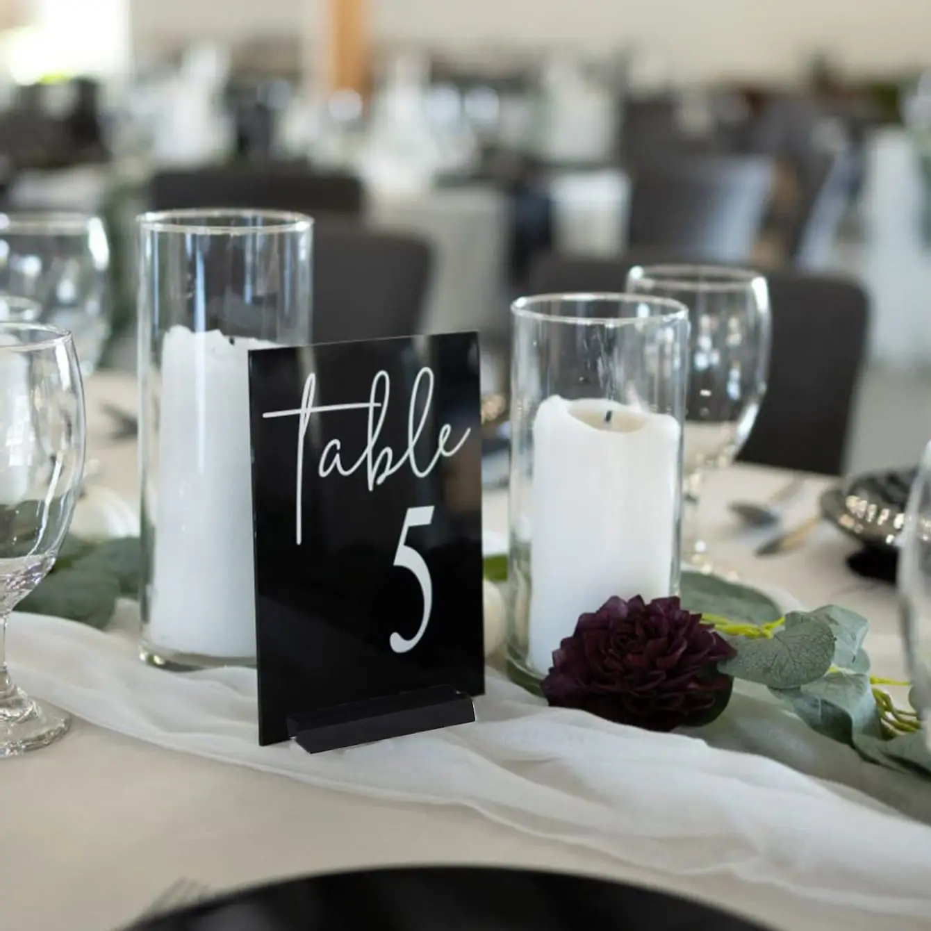 10Pcs PMMA Party Signs, DIY Acrylic Board With Black Base,Suitable For Parties, Desk Display Rack Labels