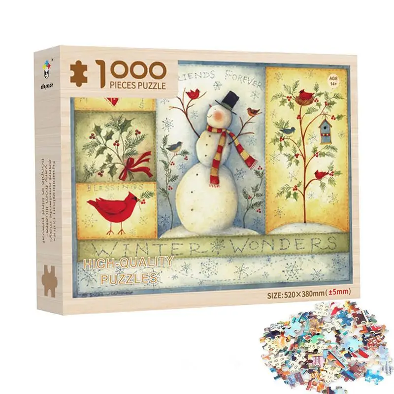 

1000 Piece Puzzle For Adults Christmas Jigsaw Puzzles For Adults Cute Home Decorations Large Size Street Cafe Christmas Scene