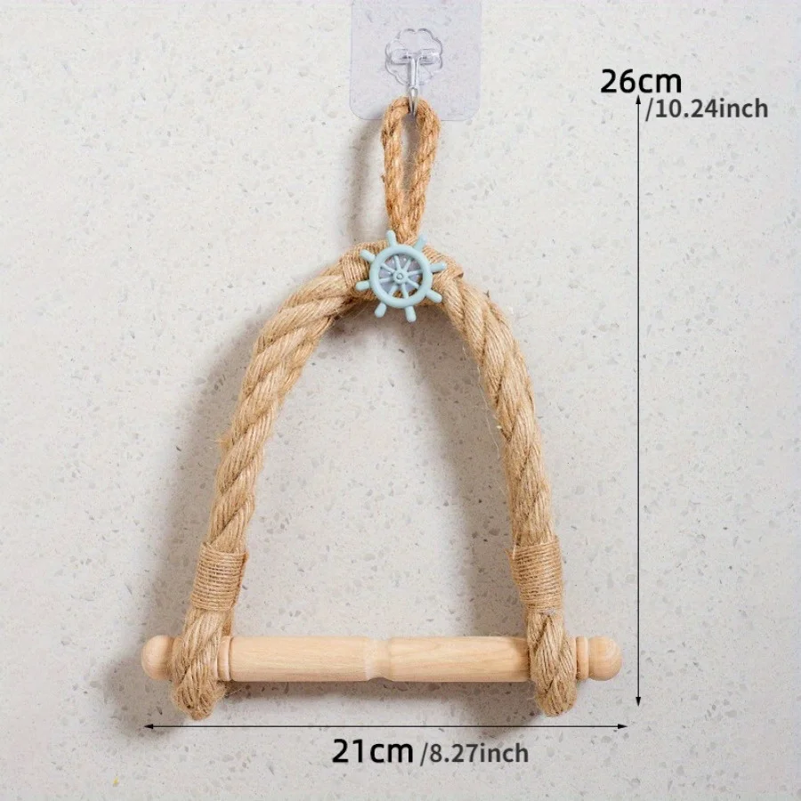 Bathroom Toilet Paper Holder Mediterranean Style Hand-woven Paper Roll Holder Living Room Bedroom Paper Roll Storage Shelf 4