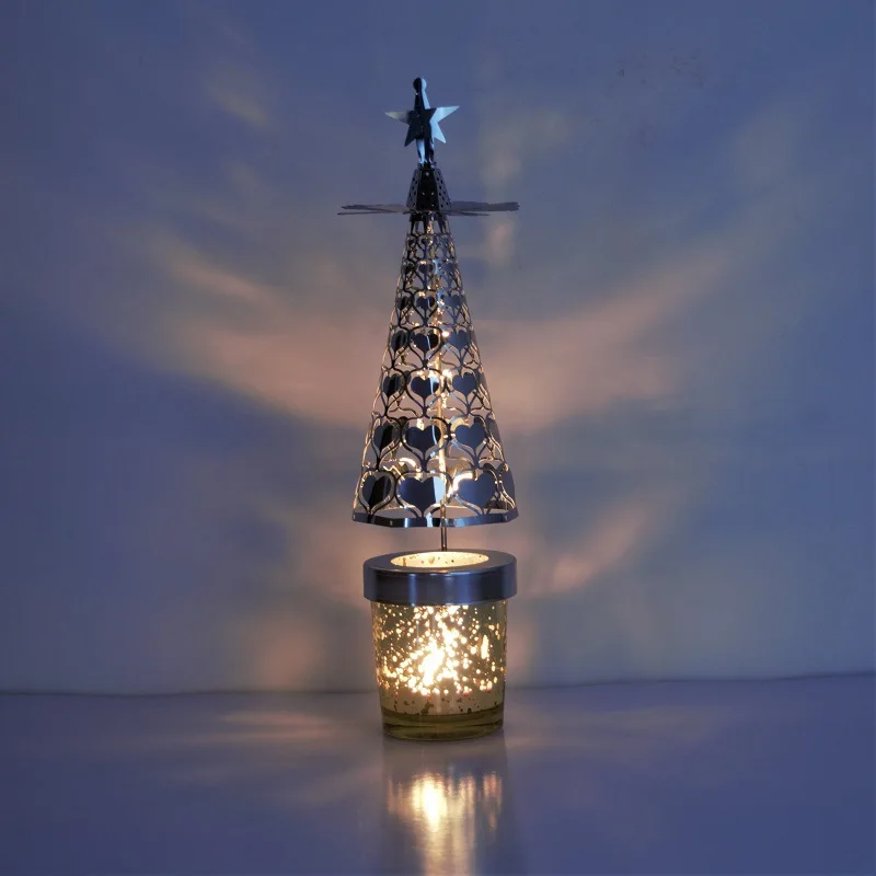 

Creative Christmas gift cone light and shadow romantic revolving candlestick revolving lamp Christmas tree ornaments