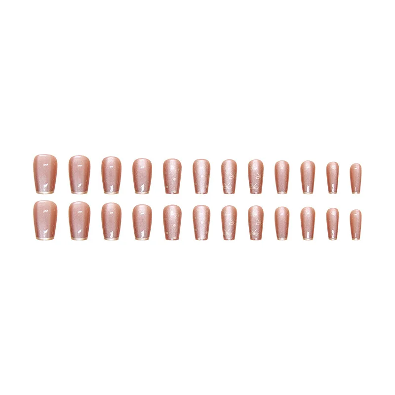 Coffin Shaped False Nails Set With Nail File And Jelly Glue_voghion.com