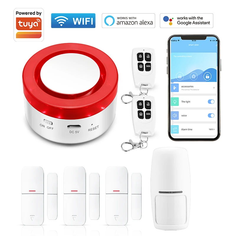 Smart WiFi Wireless Security Alarm System Kit with Motion and Door Sensors