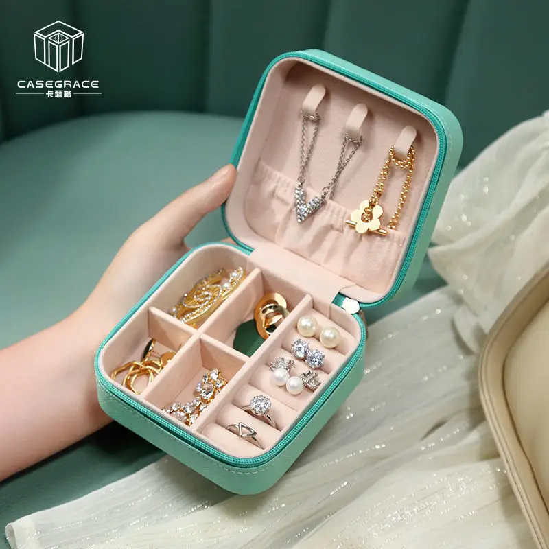 

Portable Jewelry Box Stud Earring Travel Korean Style Antioxidant Compact Rings Ear Studs Jewelry Box Jewelry Storage Box