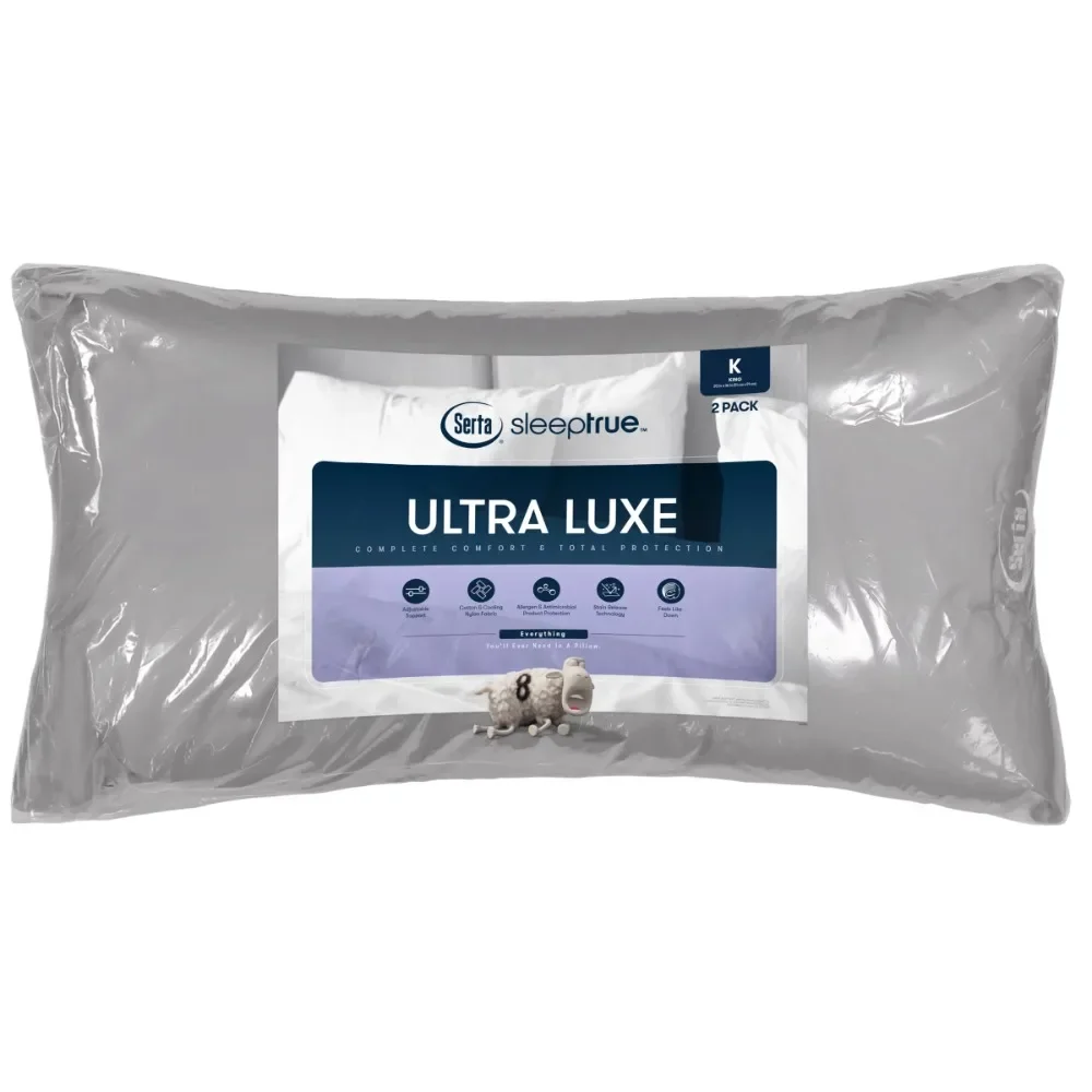 

Мягкая/средняя твердая подушка Sleep True Ultra Luxe, King, серая, 2 шт. в упаковке, из хлопчатобумажной смеси