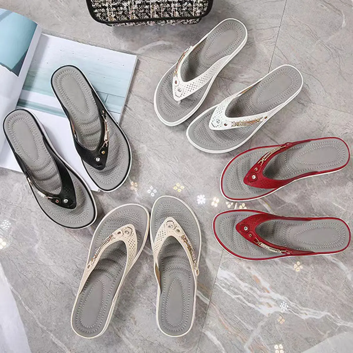 2024 Women's Slippers New Fashion Slides Non-Slip Shoes Beach Sandals Women Outside Leisure Flip Flops Wear Open Toe — view 2