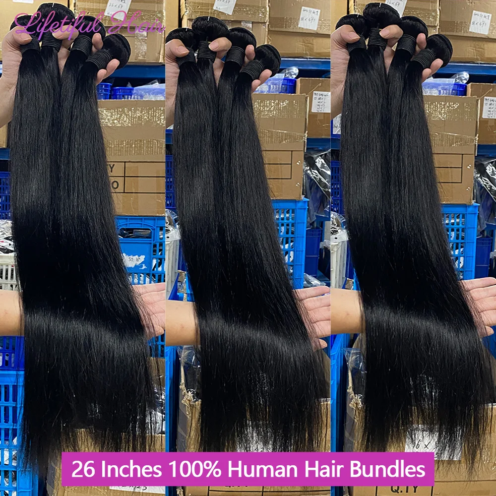 10A 26 28 30 Inches Straight Human Hair Bundles Brazilian Raw Hair Bundles 100% Human Hair Extensions Bundles Soft Fast Shipping 2