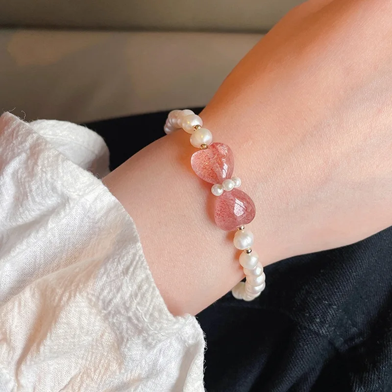 S5d6a1a389c0044a8a085c65f73162d141 New Design Sweet Vintage Pearl Lily Flower Bracelet for Women Korean Cute Tassel Pink Peach Pendant Bracelet Aesthetic Jewelry Mallzona