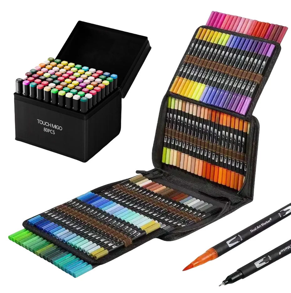 

80/120 Colors Dual Tips Watercolor Brush Pens Coloring Art Marker for Calligraphy Drawing Sketching Alcohol Based Pen