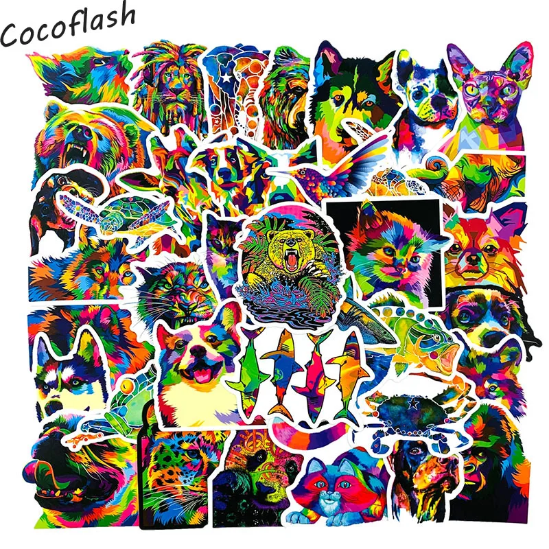 10/50 PCS/pack Colourful Animal Sticker Cute Cartoon Educational Toy Stickers Gift For Kids Laptop Suitcase Bicycle Guitar