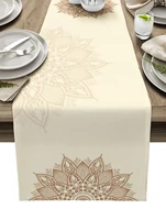 Bohemia Mandala Flowers Linen Table Runners Dresser Scarves Table Decor Farmhouse Dining Table Runners Holiday Party Decorations 1