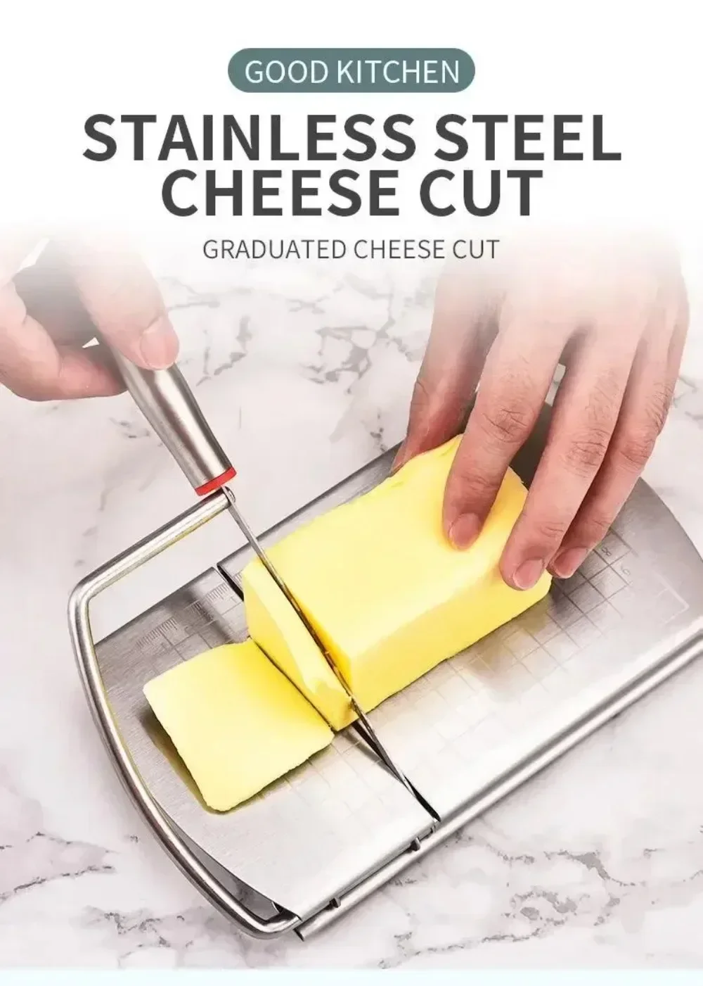Description Picture 2 of itemCheese Board with Wire Cutter 5.5 Inch Stainless Steel Cheese Slicer Cutter Cheese Wire Cutter with Serving Board