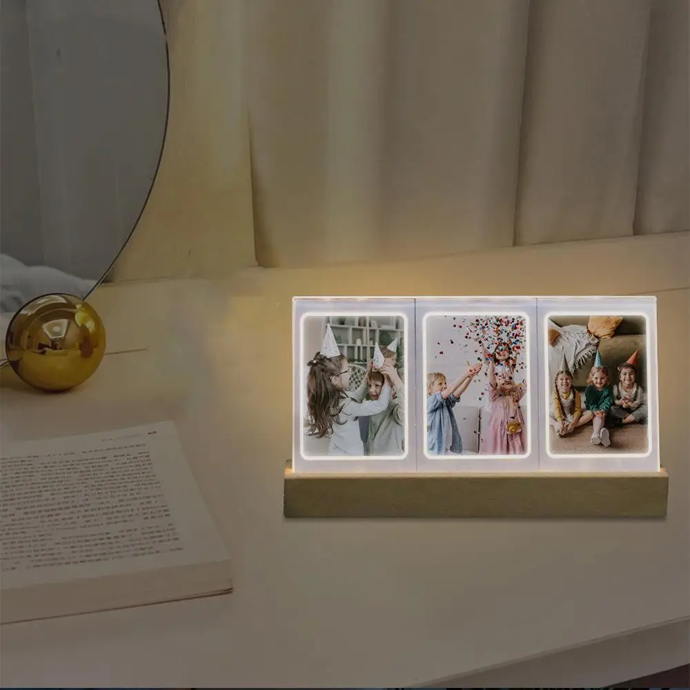 Desktop Decor 3 in 1 3 inch Photo Frame Acrylic LED Light Instant Film Camera For Mini Portrait Door for Photos Picture Frame