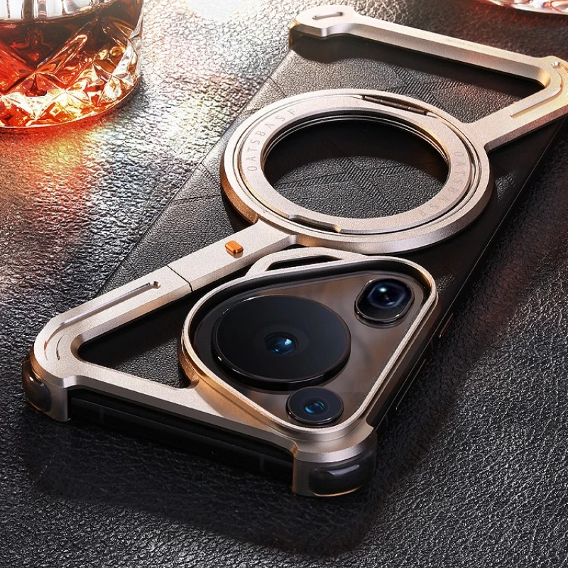 Oatsbasf Metal Frameless Phone Case with 360° Rotating Magnetic Stand