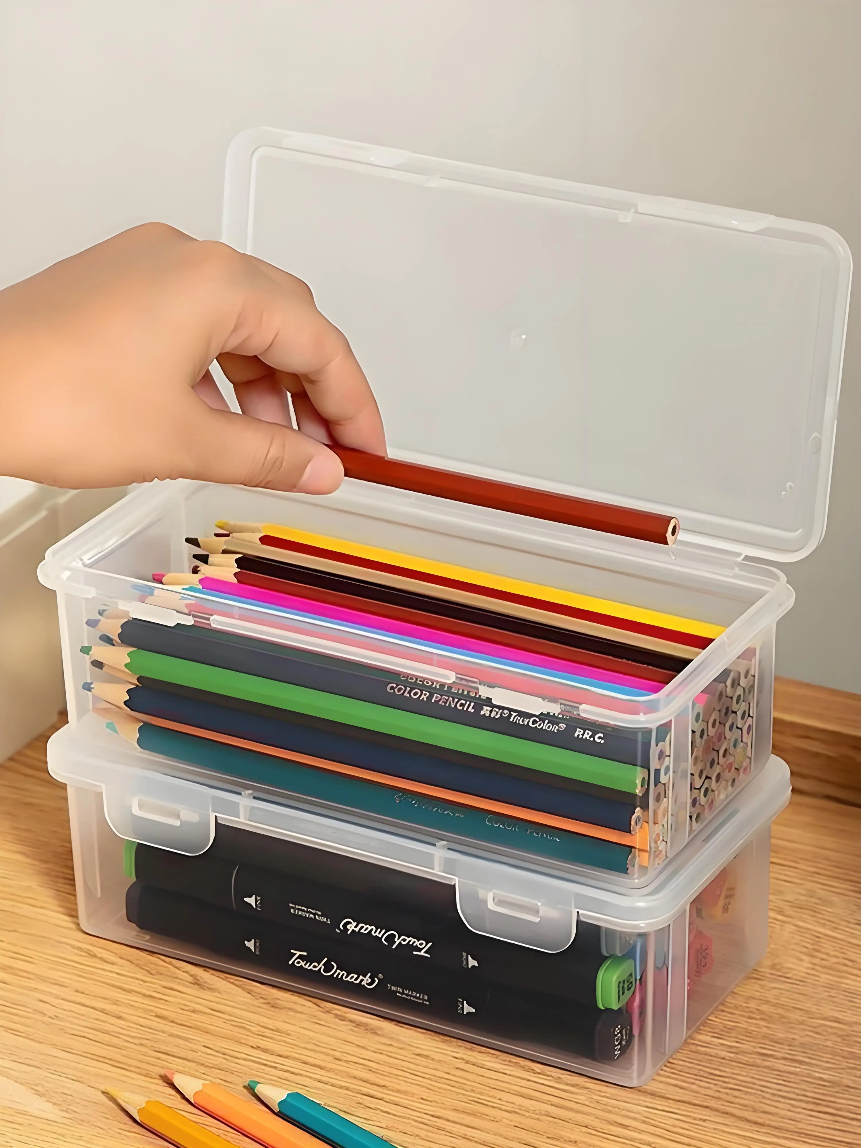 Transparent Pencil Organizer Box Large Capacity Desk Storage for Art Supplies Brushes Pens Markers Simple Tool Case 1/2/4Pack desktop storage box stationery organizer stationery storage box