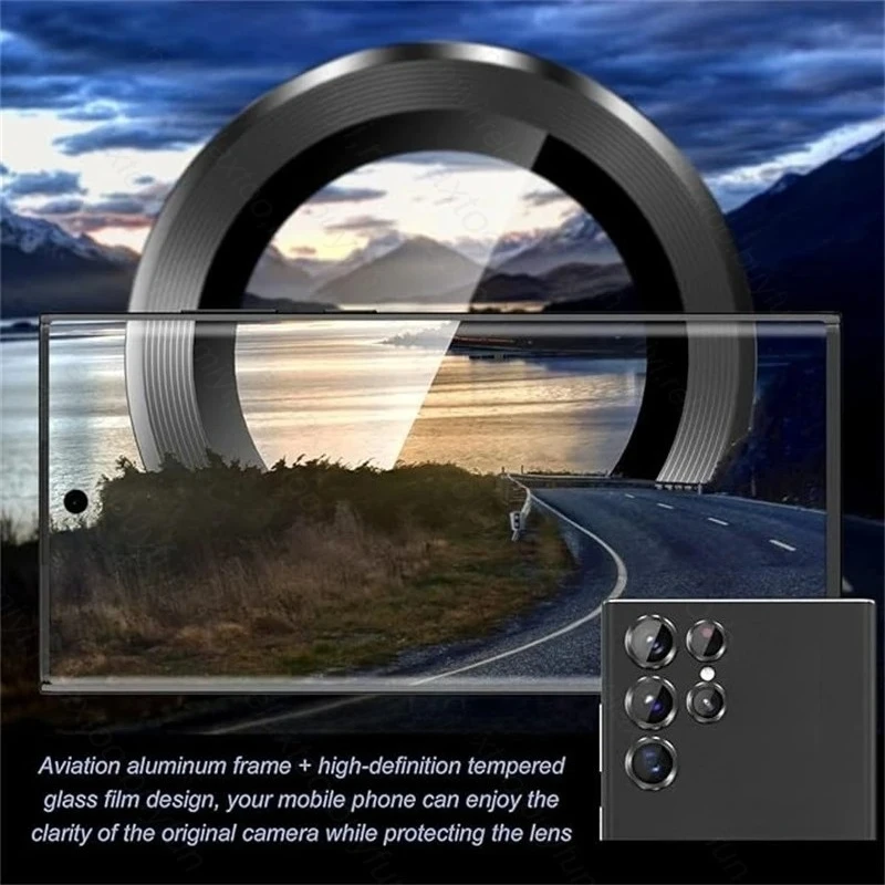 Titanium Alloy Camera Protector Ring with HD 9H Glass Rear Lens Case