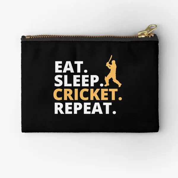 

Карманы на молнии с надписью Eat Sleep Cricket, женские маленькие чистые косметические кошельки для монет, ключей, нижнего белья, мужские карманные сумки для хранения трусиков