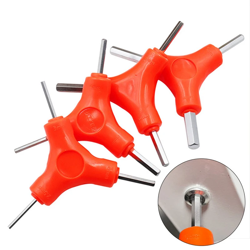 

3 Way Hex Wrench Spanner Bicycle Repair Tools 2.5/3/4/5/6/8mm Hexagon Wrench Carbon Steel Hand Tools