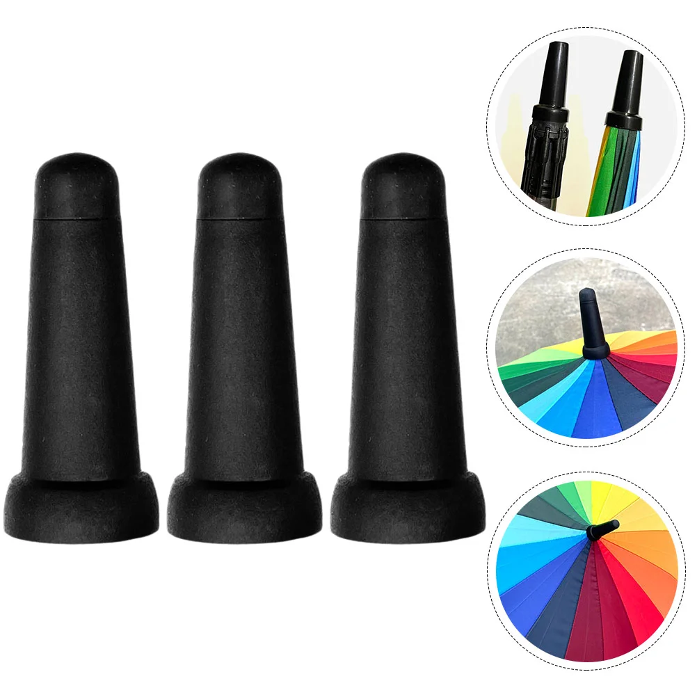 

3 Pcs Accessories Long-handled Umbrella Repair Parts Umbrellas for Rain Protector Covers Rubber Pole Caps