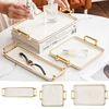Household Rectangular Light Luxury Tray  Cosmetics Storage Tray Living Room Water Cup Storage Hotel Apartment Storage Tray New 1