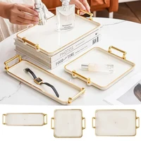 Household Rectangular Light Luxury Tray  Cosmetics Storage Tray Living Room Water Cup Storage Hotel Apartment Storage Tray New 1