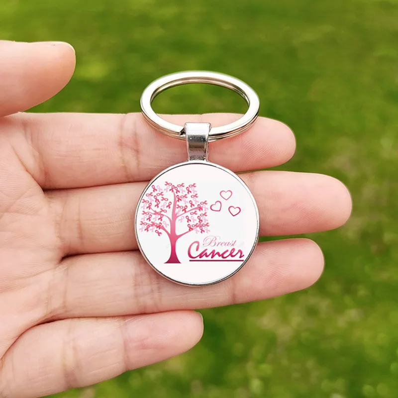 Lywjyb Birdgot Breast Cancer Awareness Keychain - "Breast Cancer Messed With The Wrong Bitch" Stainless Steel, Pink Ribbon, Gift For Survivors & Fighters