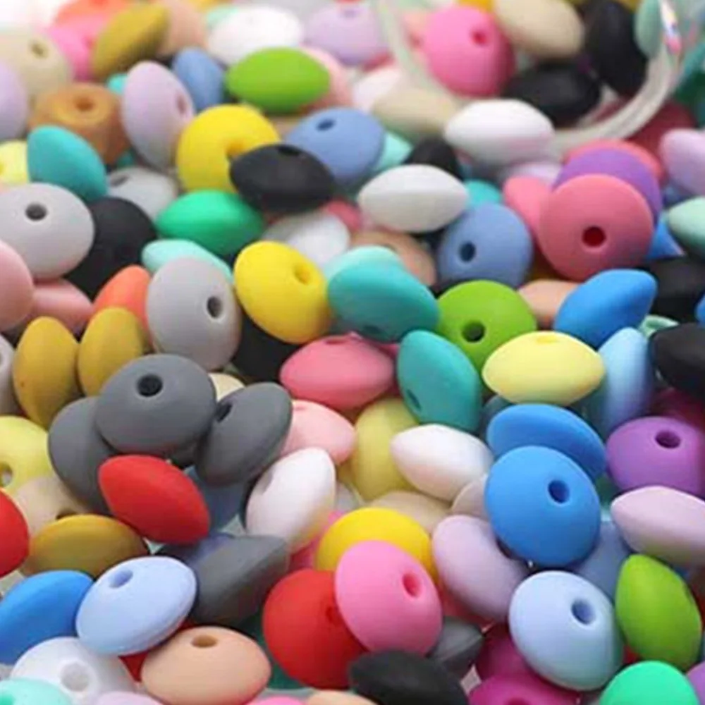 Silicone Beads 30/50/100Pcs 12MM Loose Spacing Beads Abacus For Jewelry Making DIY Pacifier Chain Bracelet Necklace
