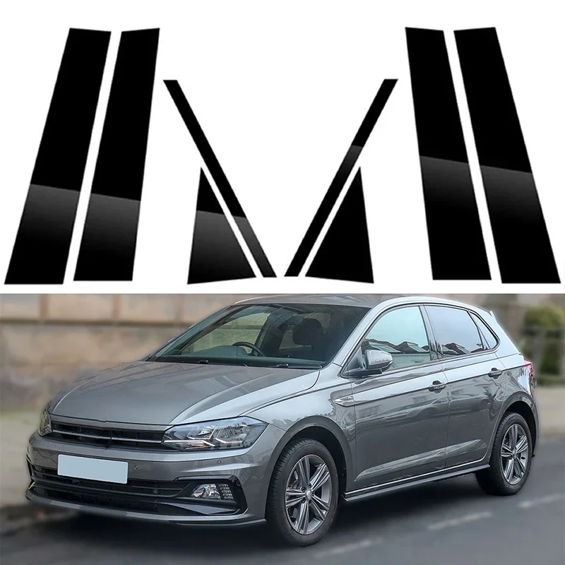 8pcs Door Center Column Window Middle BC Pillar Posts Cover Trim Volkswagen Polo 5-door Hatchback Nivus Taigo car door moulding trim window door cover trim car window trim