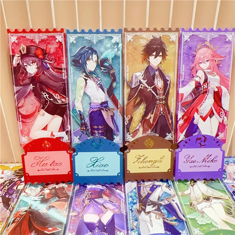 

Anime Game Genshin Impact Ticket Zhongli Kaveh Alhaitham Theme Laser Ticket Badge Brooch Pins Bag Pendant Toy Collection Cards