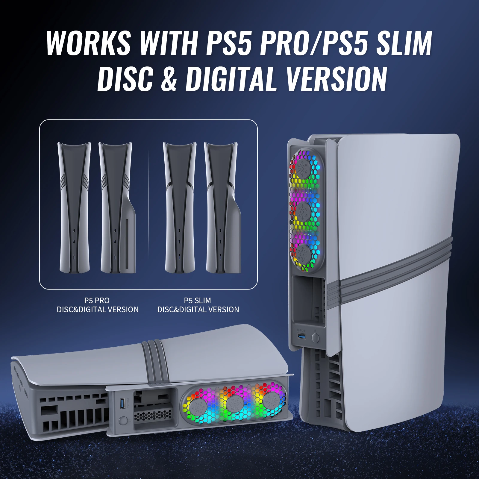 Cooling Fan For PS5 Pro/PS5 Slim Cooling Fan External Cooler Quiet Cooler for PS5 Pro/Slim Disc&Digital Edition