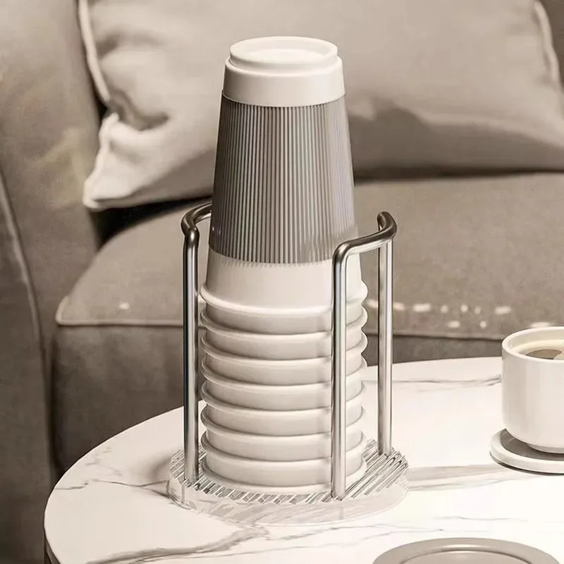 Disposable Cup Storage Holder Water Tea Cups Dispenser Rack Shelf with Longer Stick Mug Display Stand Home Organizer